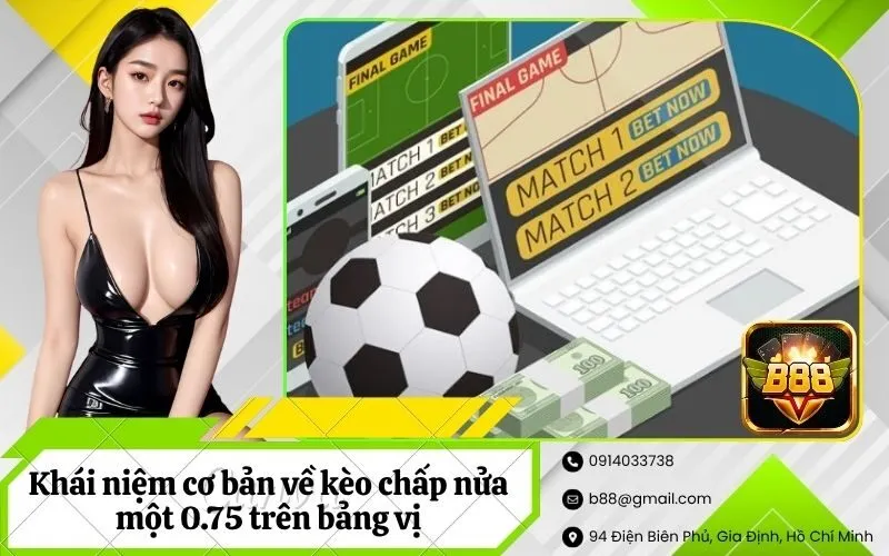 Khái niệm cơ bản về kèo chấp nửa một 0.75 trên bảng vị